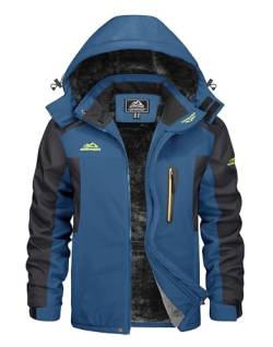 KEFITEVD Skijacke Herren Winter Wasserdicht Winterjacke Warme Jacke Gefüttert Winddicht Windjacke Outdoor Ski Jacke Männer Fleecejacke Dunkelblau 2XL von KEFITEVD