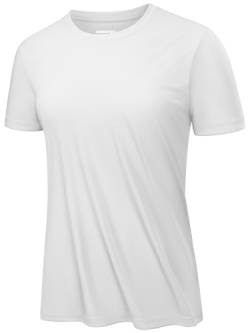 KEFITEVD Sportshirt Damen Kurzarm Atmungsaktiv Trainingshirt Yoga Top Short Sleeve Casual Running T-Shirt Weiß S von KEFITEVD