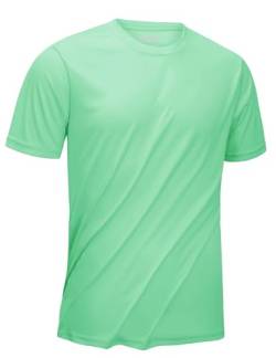 KEFITEVD T-Shirt Herren Kurarm Leichtes Outdoor UV Shirt Polyester Funktionsshirt Sport Shirt Fitness Männer Basic T-Shirt Mintgrün 2XL von KEFITEVD
