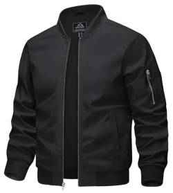 KEFITEVD Übergangsjacke Herren Frühling Sommer Männer Blouson Jacke mit Reißverschluss Taschen College Jacke Leichte Herrenjacke Schwarz L von KEFITEVD