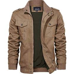 KEFITEVD Übergangsjacke Herren Herbst Jacke Übergang Military Fliegerjacke Männer Frühling Jacke Cargo Jacke Herren Winddicht Herrenjacke Pilotenjacke Khaki S von KEFITEVD