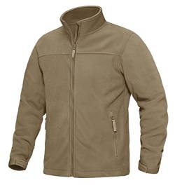 KEFITEVD Übergangsjacke Herren Herbst Sweatjacke Winter Fleece Jacke Männer Übergang Frühlingsjacke Thermo Wanderjacke Atmungsaktiv Outdoorjacke Casual Fahrradjacke Khaki 3XL von KEFITEVD