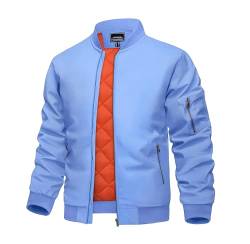 KEFITEVD Übergangsjacke Herren Herbst Winter Wattiert Herrenjacke Übergangsjacke Bomber Blouson Freizeitjacke Hellblau M von KEFITEVD