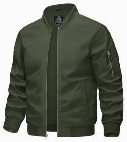 KEFITEVD Übergangsjacke Herren Jacke Sommer Männer Pilotenjacke US Army Jacke Bomber Jacket Frühlingsjacke Stehkragen Windjacke Herbst Dunkeloliv S von KEFITEVD