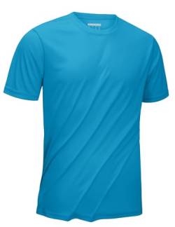 KEFITEVD UV Shirt Herren Kurzarm Sport Outdoor Kleidung T-Shirt Laufshirt Strand Segeln Weich Trainingsshirt Blau-Grün 2XL von KEFITEVD