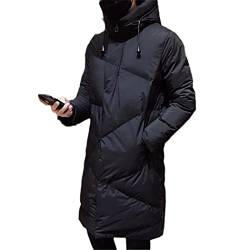 Herren Winterjacke Dicke Warme Lange Mäntel Kapuze Parka, Schwarz , L von KEHAIOO