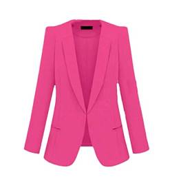 KEHAIOO Große Größe Damen Business Anzüge, Frühling Herbst Blazer Jacken, Frauen All-Match Slim Langarm Mantel, rosarot, XXXL von KEHAIOO