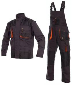 Set aus Latzhose und Jacke | Perfekt Overall mit Kniepolstertaschen für den Bodenbelagshandel von Arbeitsmechanikern | Arbeitshose für Herren | Fracht-Schwerlastarbeit | Langlebig Arbeitskleidung (56) von KEILOR