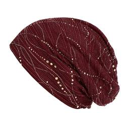 Chemo Cancer Baumwolle Schal Kopftuch Schlafmütze Solid Color Kappe Bandana Turban Classic Hijab Bonnet Geflecht Kopfbedeckung Afrikanischen Turban Vorgebunden Beanie Mütze von KEIZHUONIQIU