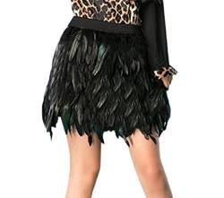 Damen Gothic Faux Feder Röcke Karneval Kostüm Elastische Taille Party Kurzer Federrock Tanz Rock Bühnenkostüm Halloween Weihnachtsfeiern von KEIZHUONIQIU