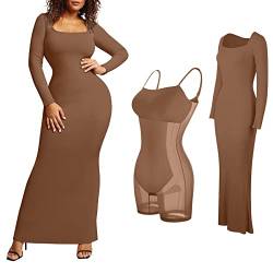 Damen Unterkleid Trägern Figurformende Miederkleid Shapewear Full Slip Dress Body Built In Shapewear BH Formende Bodys Shaping Bodysuits Rückenfrei Kleider von KEIZHUONIQIU