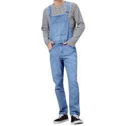 Jeanslatzhose Herren Latzhose Retro Jeanshose Trägerhose Jumpsuit Jeans Jogginghose Lätzchen Overall Stretch Schutz-Latzhose Ärmellos Locker verstellbare Träger von KEIZHUONIQIU