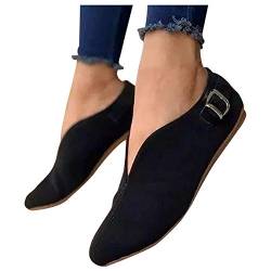 KEIZHUONIQIU Damen Flache Schuhe Geschlossene Ballerinas Lässige Halbschuhe Wildleder Slip on Freizeitschuhe Sommer Loafer Mokassins Elegant Flacher Mund Bootsschuhe Slippers von KEIZHUONIQIU