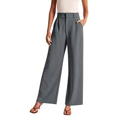 KEIZHUONIQIU Damen Hose Anzug-Hose Leicht Elegant Büro Pants Hohe Taille Lange Business-Arbeitshose Freizeithose Gerade Wide Leg Schwarze Gerades Bein Lässig Hose Stoffhose Mit Taschen von KEIZHUONIQIU