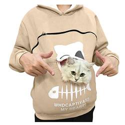 KEIZHUONIQIU Damen Übergröße Pullover Kapuzenpullover Katze Sweatshirts Hoodie Katzenpulli Tops Beutel Langarm Herbst Winter Pulli mit Katzen Hund Großen Kängurus Tasche von KEIZHUONIQIU