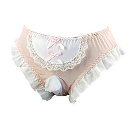 KEIZHUONIQIU Herren Slip Spitzen Unterwäsche Männer Slips G-String mit Bowkont T-Back Satin String Tanga Boxershort Briefs Sexy mit Tüll Röckchen Bulge Penis Beutel Seide Boxer von KEIZHUONIQIU