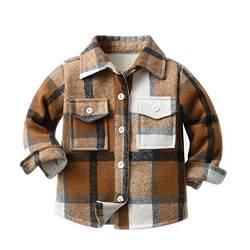 KEIZHUONIQIU Jungen Kariertes Hemd Kariertem Hemdjacke Kinder Übergangsjacke Button-Down Winterjacke Flanellhemd Mädchen Freizeithemden Hemd Jacke Arbeitsjacke von KEIZHUONIQIU