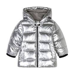 KEIZHUONIQIU Jungen Winterjacke Verdickte Mantel Mädchen Daunenjacke Daunenjacken Kapuzenmäntel Unisex Kinder Winterparka Kinderjacke Silber Cartoon Outwear Skijacke Wintermäntel von KEIZHUONIQIU