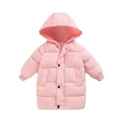 KEIZHUONIQIU Jungen Wintermäntel Outdoor Jacke Mädchen Fleece Jacken Medium Länge Kapuzenparka Unisex Kinder Winterjacke Gesteppte Jacke Gelb Kapuze Parka Daunenjacke Winterparka von KEIZHUONIQIU