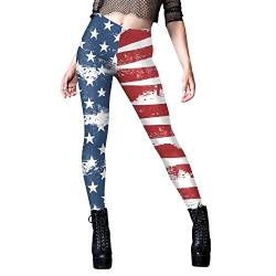 KEIZHUONIQIU Sportleggins Damen Amerika/USA Flagge Yoga Hose High Waist Haremshose Beiläufige Fitnesshose Blickdicht Sommer Pilates Fitness Workout Loungehose Gym Jogging von KEIZHUONIQIU