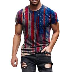 T-Shirts Herren Sommer USA Flagge Aufdruck Tshirt Basic Kurzärmliges T Shirts Regular Fit Hemden Shirts Streetstyle Tops von KEIZHUONIQIU