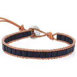 KELITCH Damen Verstellbare Armbänder Bangles Tila Perlen Strand Armband Naturleder Wrap Armbänder Handgefertigt Schmuck von KELITCH