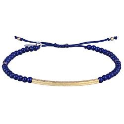 KELITCH Freundschaft Armbänder Handmadee Single Strang Gold Perlen Bar Armbänder Chic Armreif (dunkelblau) von KELITCH