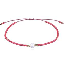 KELITCH Freundschaft Armbänder Samen Wulstig Gewebt Strang Armbänder Handmade Frau Armreifen Schmuck (Rot) von KELITCH