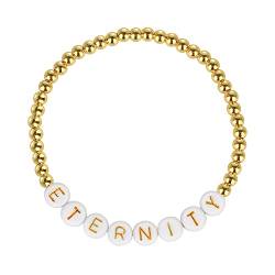 KELITCH Gold Perlen Armbänder Bedeutung Alphabet Stretch Armbänder Chic Style Damen Armreif Schmuck von KELITCH