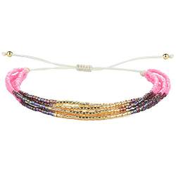 KELITCH Miyuki Perlen Armbänder Multi Strands Armbänder Verstellbare Charm Armreifen im böhmischen Stil (Pink 1D) von KELITCH