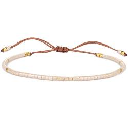 KELITCH Miyuki Perlen Freundschaft Armbänder Dünne Seil Armbänder Frauen Handgemachte Wrap Armbänder Schmuck (Beige) von KELITCH