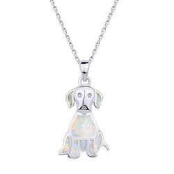 KELITCH Neue Damen 925 Silber Halskette Feuerblau Opal Haustier Hund Anhänger Halskette Ketten von KELITCH