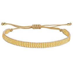 KELITCH Regenbogen Strand Wrap Armbänder Japan Miyuki Perlen Armbänder Hand Woven Geflochtene Cuff Armreifen (Gold 07B) von KELITCH