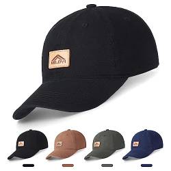 KELOYI Baseball Cap Herren Damen, Canvas Fitted Kappe Basecap Baseballkappe Unisex Outdoor Sports,erhältlich, Verstellbar Einheitsgröße,Schwarz von KELOYI