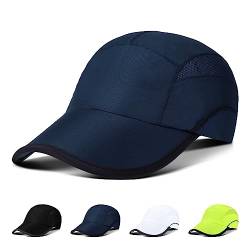 KELOYI Basecap Herren Damen Mesh Atmungsaktive Kappe Sport Cappy Leicht und Schnelltrocknend Running Cap Bequeme Verstellbar Baseball Hat Marineblau von KELOYI