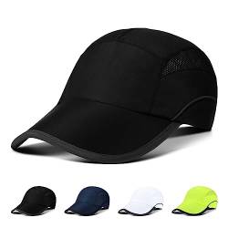 KELOYI Basecap Herren Running Kappe Outdoor Damen Mesh Leicht Schnelltrocknend Schwarz Sport Cap Baseball Mesh Atmungsaktive Baseballkappe Unisex von KELOYI