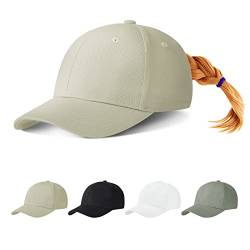 KELOYI Kappe Herren Vintage Cappy Washed Kappe Pferdeschwanz Loch Baseball Cap Damen Khaki Freizeit Verstellbar Basecap von KELOYI