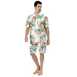 Benutzerdefinierte Gesicht Sommer Hawaii-Hemd | Personalisierte Foto Flower Print T-Shirts | Herrenhemd für Strand Party für Ehemann Freund Bruder Papa Sohn (Style13) von KEMEILA