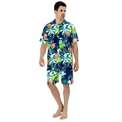 Benutzerdefinierte Gesicht Sommer Hawaii-Hemd Set | Personalisierte Foto Flower Print T-Shirts Shorts | Herrenhemd für Beach Party (Stil 2) von KEMEILA