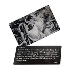 KEMEILA Personalisierte gravierte Brieftasche einfügen Karte, benutzerdefinierte Metall-Foto-Karte für Mann Frauen, Geburtstag Vatertag Muttertag Geschenk von KEMEILA
