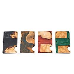 Personalisierte benutzerdefinierte Harz und Holz Geld Clip Brieftasche, RFID-Blockierung Karteninhaber, Kohlefaser Brieftaschen für Männer, Geburtstag von KEMEILA