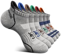 KEMISANT Sneaker Socken 6 Paar, Socken Damen Sportsocken Laufsocken Kurzesocken Atmungsaktive,Füßlinge Fersenlasche Vollkissen(6Paare-Grau 6 Farben Gemischt3134-35-38) von KEMISANT