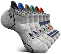 KEMISANT Sneaker Socken 6 Paar, Socken Damen Sportsocken Laufsocken Kurzesocken Atmungsaktive,Füßlinge Fersenlasche Vollkissen(6Paare-Grau 6 Farben Gemischt3134-43-46) von KEMISANT