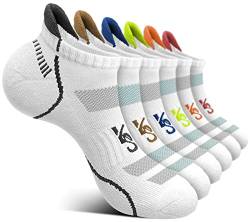 KEMISANT Sneaker Socken 6 Paar, Socken Damen Sportsocken Laufsocken Kurzesocken Atmungsaktive,Füßlinge Fersenlasche Vollkissen(6Paare-Weiß 6 Farben Gemischt3133-35-38) von KEMISANT