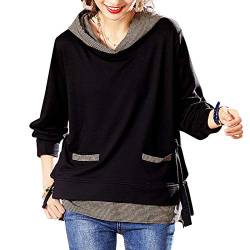 KENAIJING Damen Hoodie, Kapuzenpullover Pullover Sweatshirt (Schwarz, L) von KENAIJING