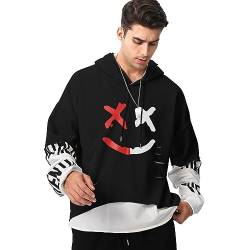 KENAIJING Herren Hoodie, Basic Sweatshirt Techwear Japanischer Harajuku Streetstyle Herbst und Winter, Schwarz, M von KENAIJING