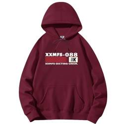 KENAIJING Herren Hoodie, Herren Muster Bedruckter Hoodie Herren und Damen Herbst Langarm Pullover Sweatshirt, Dunkelrot, XXL von KENAIJING