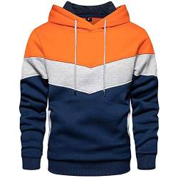 KENAIJING Herren Hoodie, Herren Sweatshirt Jacken Unisex Pullover Long Sleeve Kapuzenpullover.(Orange, L) von KENAIJING