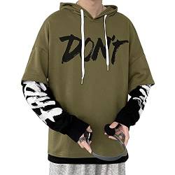 KENAIJING Herren Hoodie, Japanischer Harajuku Kapuzenpullover Baumwolle Techwear Streetwear, Grün, 4XL von KENAIJING