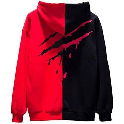 KENAIJING Herren Hoodie, Outdoors Full-Zip Jacke Kapuzenpullover Sweatshirt (Rot schwarz, 3XL) von KENAIJING